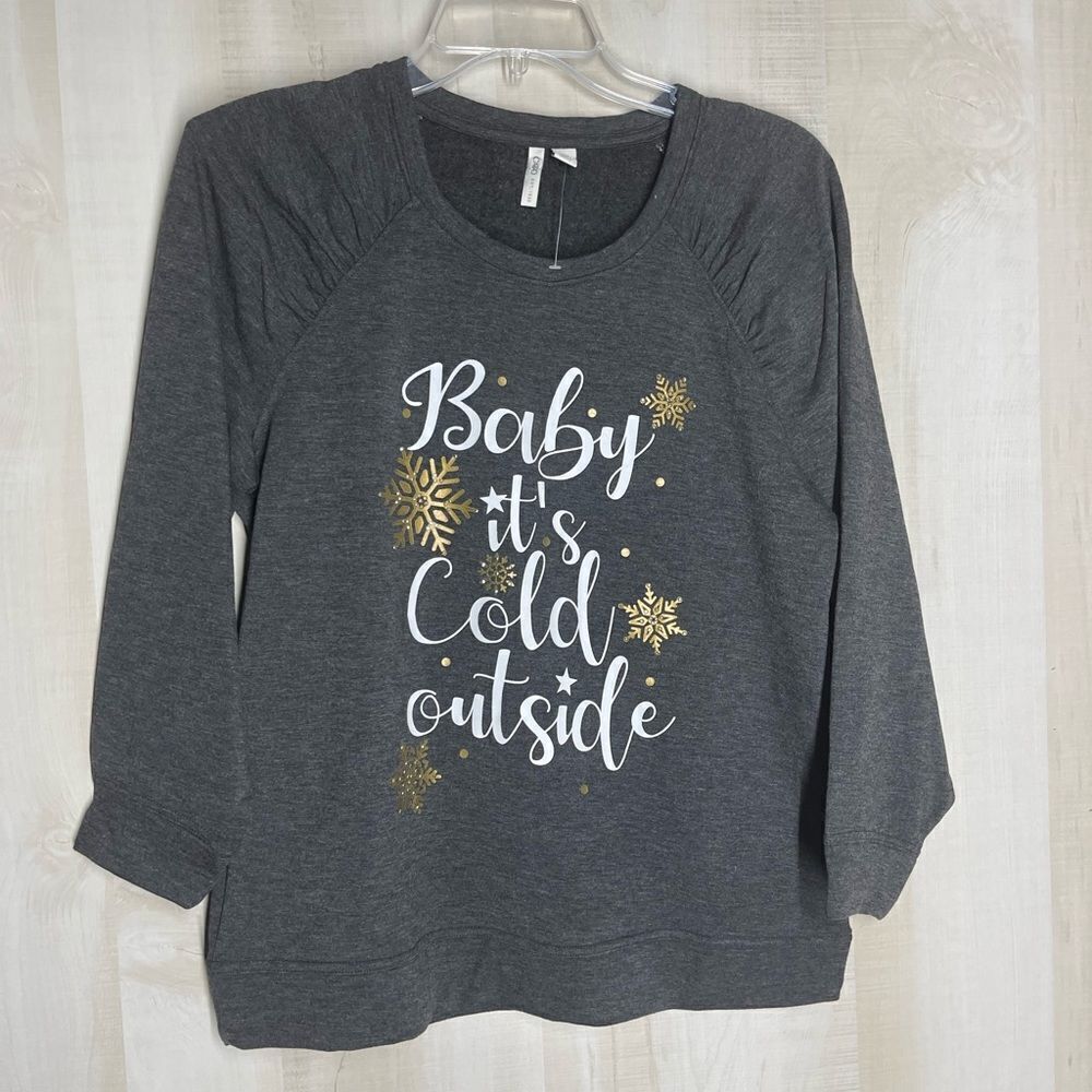 CATO new without tags gray Baby it’s cold outside Holiday sweatshirt, size XS‎